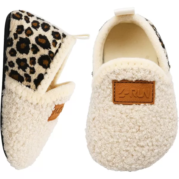LRUN Toddler Boys Girls House Slippers Indoor Home Shoes Warm Slipper Socks for Kids Baby Soft Winter Warm Walking ShoesAbeige Leopard