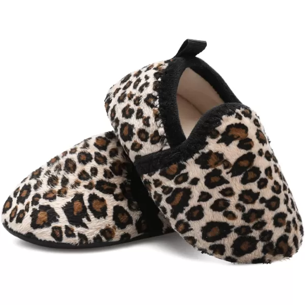 LRUN Toddler Boys Girls House Slippers Indoor Home Shoes Warm Slipper Socks for Kids Baby Soft Winter Warm Walking ShoesAleopard