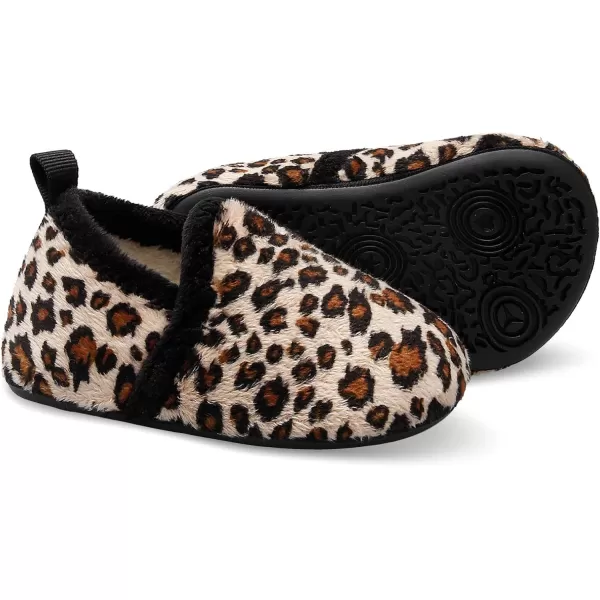 LRUN Toddler Boys Girls House Slippers Indoor Home Shoes Warm Slipper Socks for Kids Baby Soft Winter Warm Walking ShoesAleopard