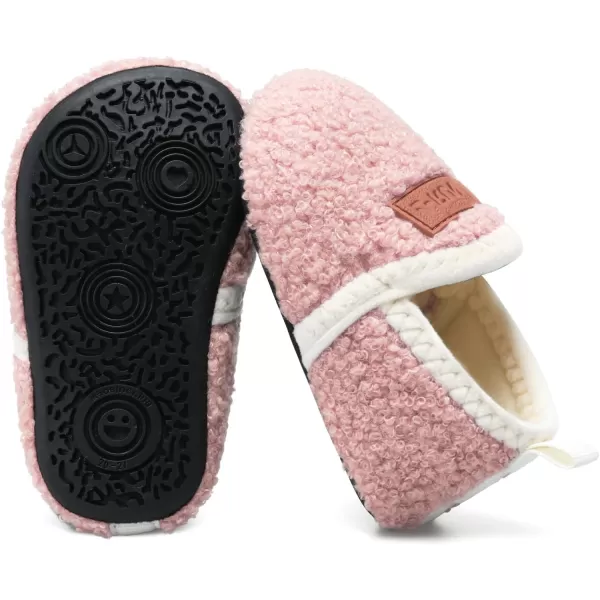 LRUN Toddler Boys Girls House Slippers Indoor Home Shoes Warm Slipper Socks for Kids Baby Soft Winter Warm Walking ShoesApink