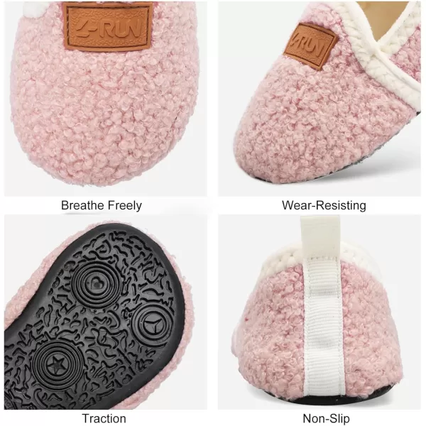 LRUN Toddler Boys Girls House Slippers Indoor Home Shoes Warm Slipper Socks for Kids Baby Soft Winter Warm Walking ShoesApink