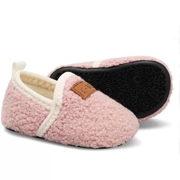LRUN Toddler Boys Girls House Slippers Indoor Home Shoes Warm Slipper Socks for Kids Baby Soft Winter Warm Walking ShoesApink