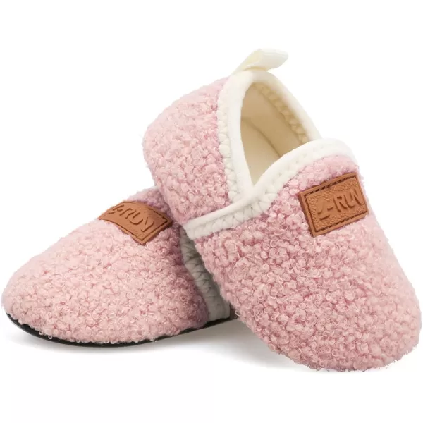 LRUN Toddler Boys Girls House Slippers Indoor Home Shoes Warm Slipper Socks for Kids Baby Soft Winter Warm Walking ShoesApink