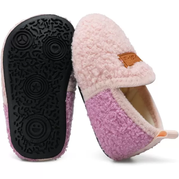 LRUN Toddler Boys Girls House Slippers Indoor Home Shoes Warm Slipper Socks for Kids Baby Soft Winter Warm Walking ShoesApink Purple