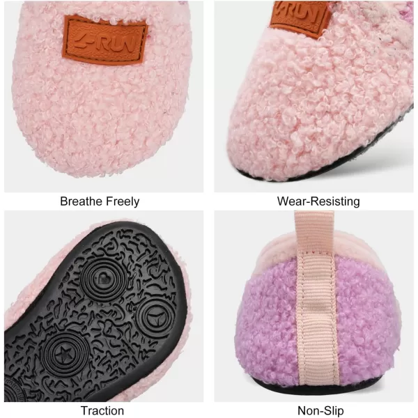 LRUN Toddler Boys Girls House Slippers Indoor Home Shoes Warm Slipper Socks for Kids Baby Soft Winter Warm Walking ShoesApink Purple