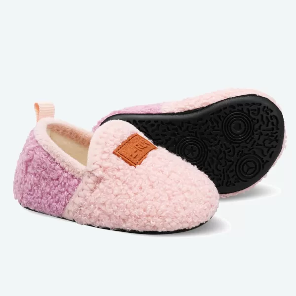 LRUN Toddler Boys Girls House Slippers Indoor Home Shoes Warm Slipper Socks for Kids Baby Soft Winter Warm Walking ShoesApink Purple
