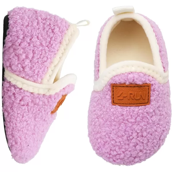 LRUN Toddler Boys Girls House Slippers Indoor Home Shoes Warm Slipper Socks for Kids Baby Soft Winter Warm Walking ShoesApurple