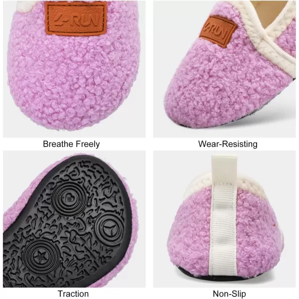 LRUN Toddler Boys Girls House Slippers Indoor Home Shoes Warm Slipper Socks for Kids Baby Soft Winter Warm Walking ShoesApurple