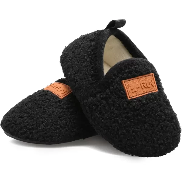 LRUN Toddler Boys Girls House Slippers Indoor Home Shoes Warm Slipper Socks for Kids Baby Soft Winter Warm Walking ShoesBblack