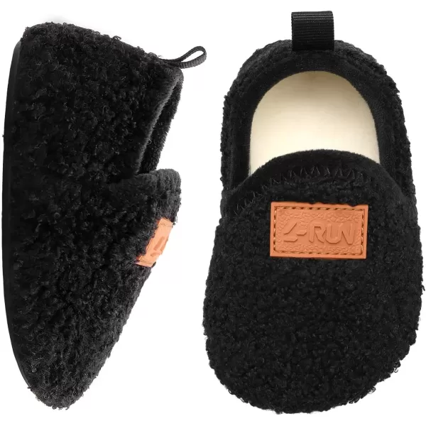 LRUN Toddler Boys Girls House Slippers Indoor Home Shoes Warm Slipper Socks for Kids Baby Soft Winter Warm Walking ShoesBblack