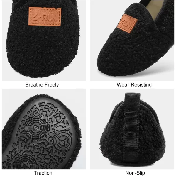 LRUN Toddler Boys Girls House Slippers Indoor Home Shoes Warm Slipper Socks for Kids Baby Soft Winter Warm Walking ShoesBblack