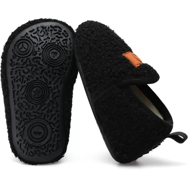 LRUN Toddler Boys Girls House Slippers Indoor Home Shoes Warm Slipper Socks for Kids Baby Soft Winter Warm Walking ShoesBblack