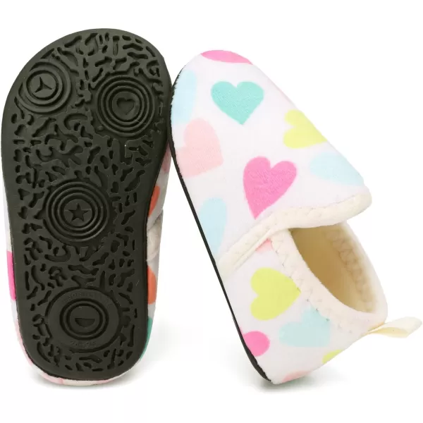LRUN Toddler Boys Girls House Slippers Indoor Home Shoes Warm Slipper Socks for Kids Baby Soft Winter Warm Walking ShoesBeige Heart