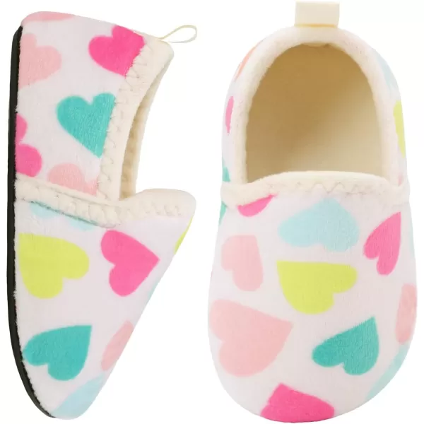LRUN Toddler Boys Girls House Slippers Indoor Home Shoes Warm Slipper Socks for Kids Baby Soft Winter Warm Walking ShoesBeige Heart