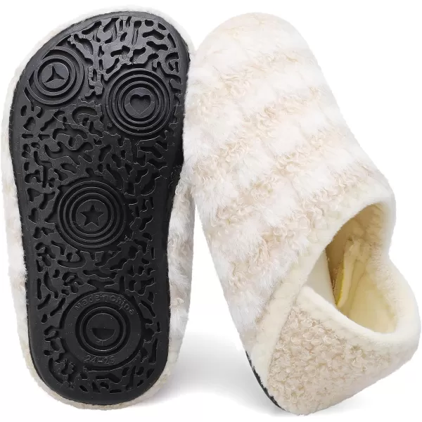LRUN Toddler Boys Girls House Slippers Indoor Home Shoes Warm Slipper Socks for Kids Baby Soft Winter Warm Walking ShoesBeige Stripe