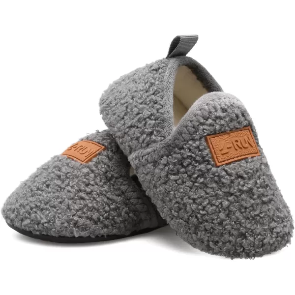 LRUN Toddler Boys Girls House Slippers Indoor Home Shoes Warm Slipper Socks for Kids Baby Soft Winter Warm Walking ShoesBgrey