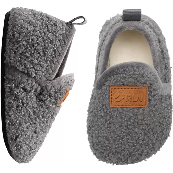 LRUN Toddler Boys Girls House Slippers Indoor Home Shoes Warm Slipper Socks for Kids Baby Soft Winter Warm Walking ShoesBgrey