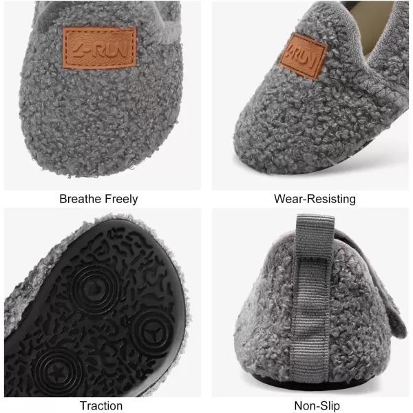 LRUN Toddler Boys Girls House Slippers Indoor Home Shoes Warm Slipper Socks for Kids Baby Soft Winter Warm Walking ShoesBgrey