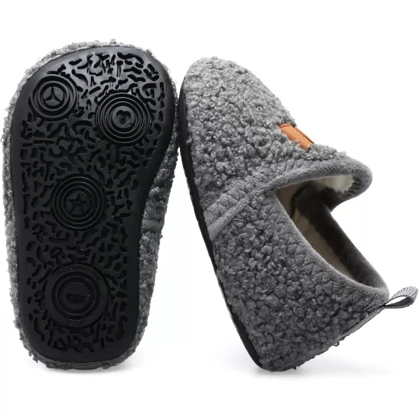 LRUN Toddler Boys Girls House Slippers Indoor Home Shoes Warm Slipper Socks for Kids Baby Soft Winter Warm Walking ShoesBgrey