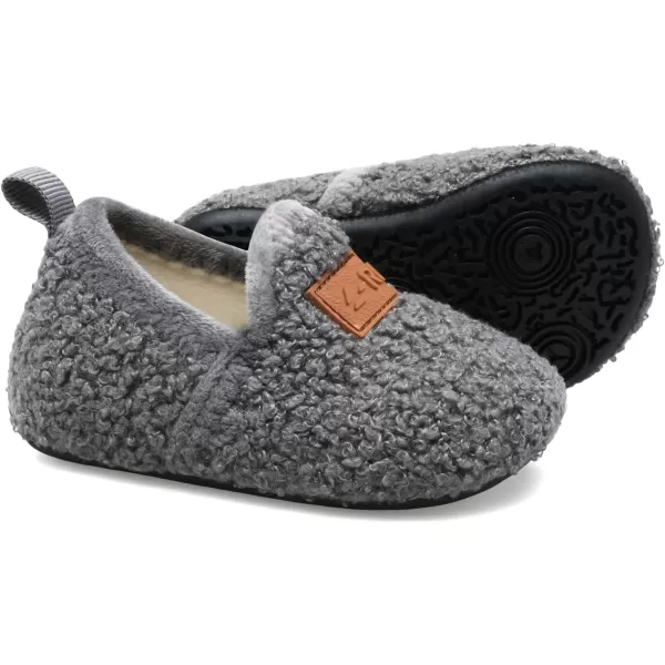 LRUN Toddler Boys Girls House Slippers Indoor Home Shoes Warm Slipper Socks for Kids Baby Soft Winter Warm Walking ShoesBgrey
