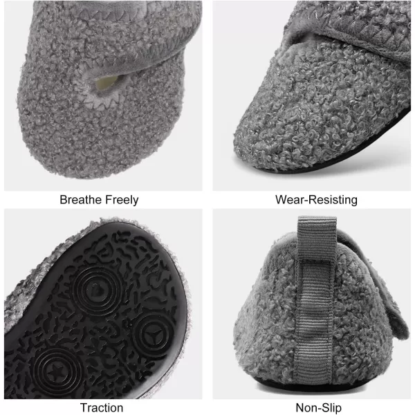 LRUN Toddler Boys Girls House Slippers Indoor Home Shoes Warm Slipper Socks for Kids Baby Soft Winter Warm Walking ShoesBgrey Strip