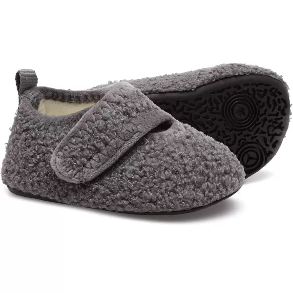 LRUN Toddler Boys Girls House Slippers Indoor Home Shoes Warm Slipper Socks for Kids Baby Soft Winter Warm Walking ShoesBgrey Strip