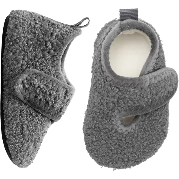 LRUN Toddler Boys Girls House Slippers Indoor Home Shoes Warm Slipper Socks for Kids Baby Soft Winter Warm Walking ShoesBgrey Strip