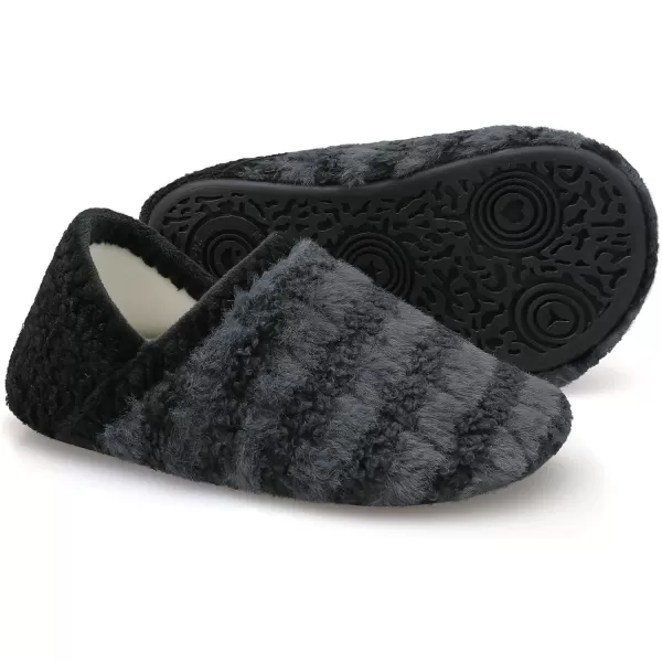 LRUN Toddler Boys Girls House Slippers Indoor Home Shoes Warm Slipper Socks for Kids Baby Soft Winter Warm Walking ShoesBlack Grey Stripe