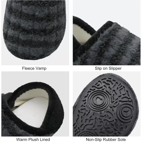 LRUN Toddler Boys Girls House Slippers Indoor Home Shoes Warm Slipper Socks for Kids Baby Soft Winter Warm Walking ShoesBlack Grey Stripe