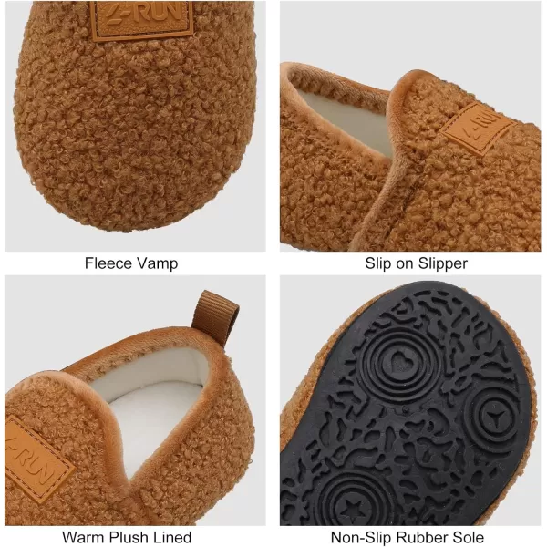 LRUN Toddler Boys Girls House Slippers Indoor Home Shoes Warm Slipper Socks for Kids Baby Soft Winter Warm Walking ShoesBrown Curls