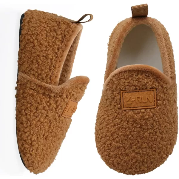 LRUN Toddler Boys Girls House Slippers Indoor Home Shoes Warm Slipper Socks for Kids Baby Soft Winter Warm Walking ShoesBrown Curls