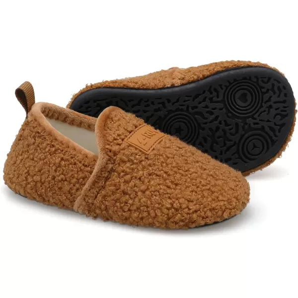 LRUN Toddler Boys Girls House Slippers Indoor Home Shoes Warm Slipper Socks for Kids Baby Soft Winter Warm Walking ShoesBrown Curls