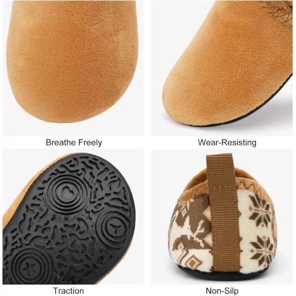 LRUN Toddler Boys Girls House Slippers Indoor Home Shoes Warm Slipper Socks for Kids Baby Soft Winter Warm Walking ShoesBrown Retro