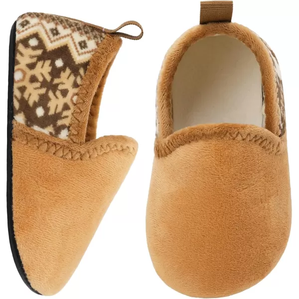 LRUN Toddler Boys Girls House Slippers Indoor Home Shoes Warm Slipper Socks for Kids Baby Soft Winter Warm Walking ShoesBrown Retro