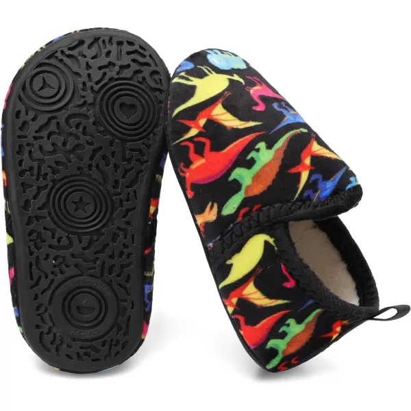 LRUN Toddler Boys Girls House Slippers Indoor Home Shoes Warm Slipper Socks for Kids Baby Soft Winter Warm Walking ShoesColor Dinosaur