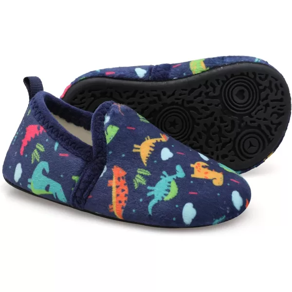 LRUN Toddler Boys Girls House Slippers Indoor Home Shoes Warm Slipper Socks for Kids Baby Soft Winter Warm Walking ShoesDark Blue Dinosaur