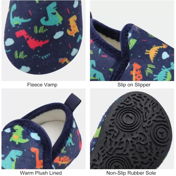 LRUN Toddler Boys Girls House Slippers Indoor Home Shoes Warm Slipper Socks for Kids Baby Soft Winter Warm Walking ShoesDark Blue Dinosaur