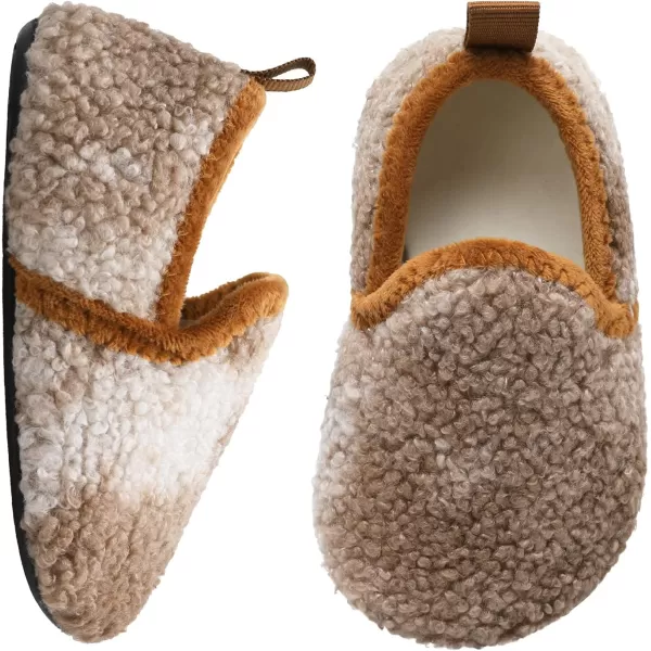 LRUN Toddler Boys Girls House Slippers Indoor Home Shoes Warm Slipper Socks for Kids Baby Soft Winter Warm Walking ShoesFbrown