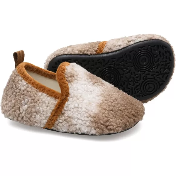 LRUN Toddler Boys Girls House Slippers Indoor Home Shoes Warm Slipper Socks for Kids Baby Soft Winter Warm Walking ShoesFbrown