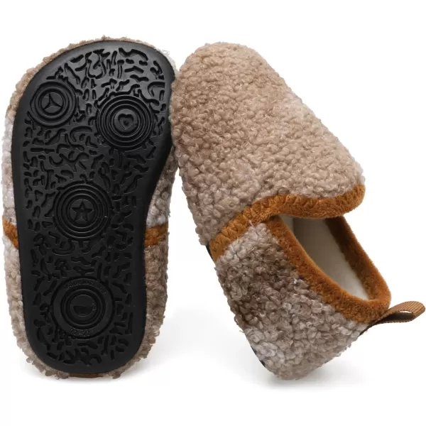 LRUN Toddler Boys Girls House Slippers Indoor Home Shoes Warm Slipper Socks for Kids Baby Soft Winter Warm Walking ShoesFbrown