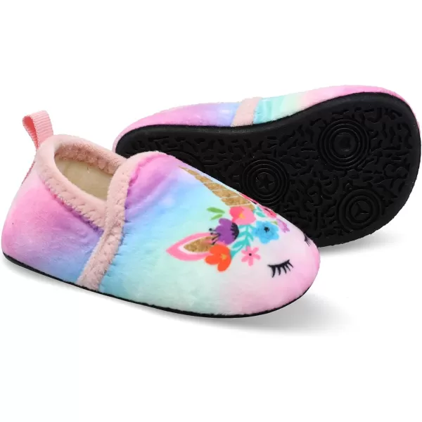 LRUN Toddler Boys Girls House Slippers Indoor Home Shoes Warm Slipper Socks for Kids Baby Soft Winter Warm Walking ShoesFpink