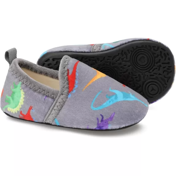 LRUN Toddler Boys Girls House Slippers Indoor Home Shoes Warm Slipper Socks for Kids Baby Soft Winter Warm Walking ShoesGrey Dinosaur