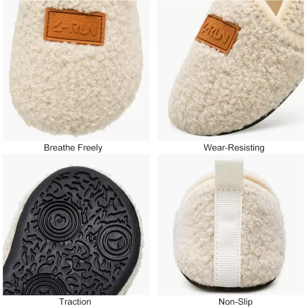 LRUN Toddler Boys Girls House Slippers Indoor Home Shoes Warm Slipper Socks for Kids Baby Soft Winter Warm Walking ShoesLbeige