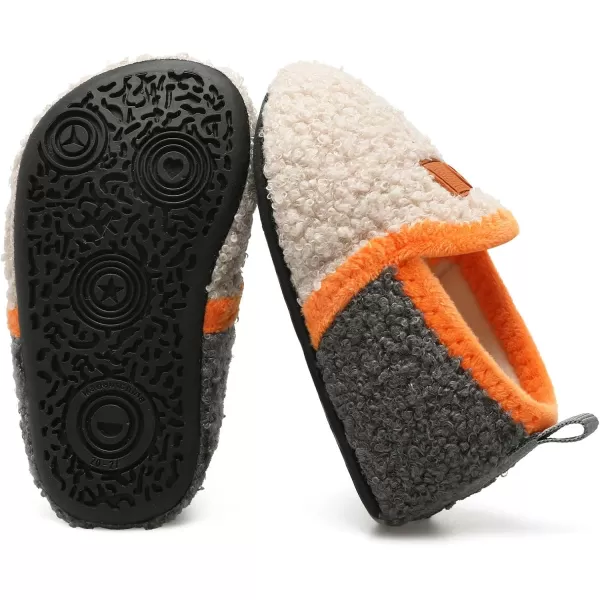 LRUN Toddler Boys Girls House Slippers Indoor Home Shoes Warm Slipper Socks for Kids Baby Soft Winter Warm Walking ShoesLbeige Grey