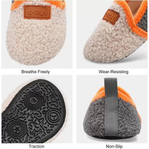 LRUN Toddler Boys Girls House Slippers Indoor Home Shoes Warm Slipper Socks for Kids Baby Soft Winter Warm Walking ShoesLbeige Grey