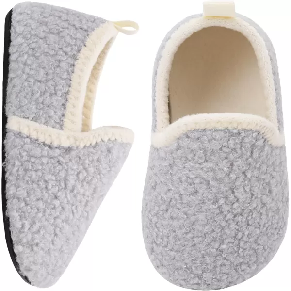 LRUN Toddler Boys Girls House Slippers Indoor Home Shoes Warm Slipper Socks for Kids Baby Soft Winter Warm Walking ShoesLight Grey