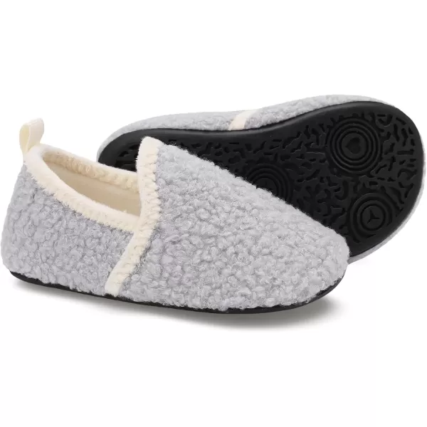 LRUN Toddler Boys Girls House Slippers Indoor Home Shoes Warm Slipper Socks for Kids Baby Soft Winter Warm Walking ShoesLight Grey