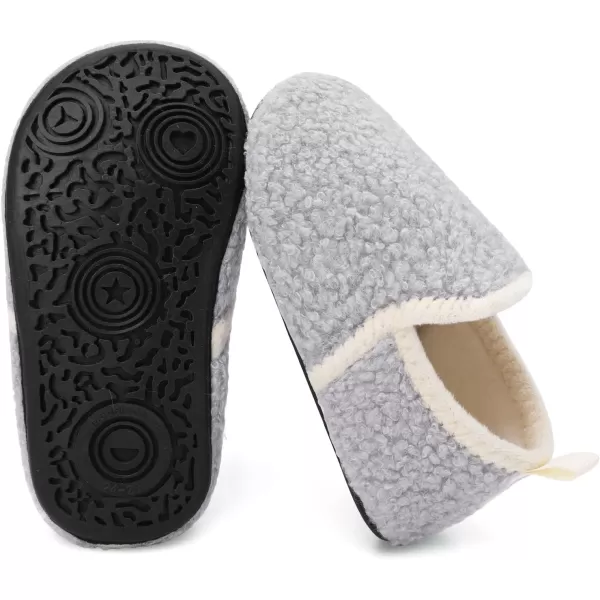 LRUN Toddler Boys Girls House Slippers Indoor Home Shoes Warm Slipper Socks for Kids Baby Soft Winter Warm Walking ShoesLight Grey