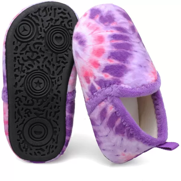 LRUN Toddler Boys Girls House Slippers Indoor Home Shoes Warm Slipper Socks for Kids Baby Soft Winter Warm Walking ShoesPurple Tie Die