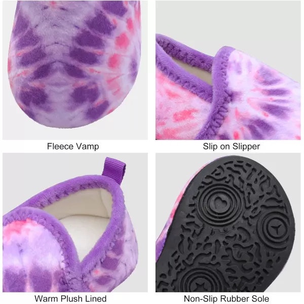 LRUN Toddler Boys Girls House Slippers Indoor Home Shoes Warm Slipper Socks for Kids Baby Soft Winter Warm Walking ShoesPurple Tie Die